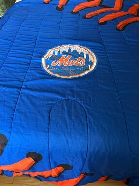MLB New York Mets Blue and Orange Team Comforter Twin with sham